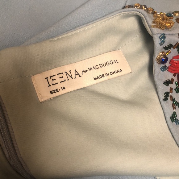 Mac Duggal beaded shoulders crepe long dress, sz 14,new, no missing beads - Picture 7 of 7